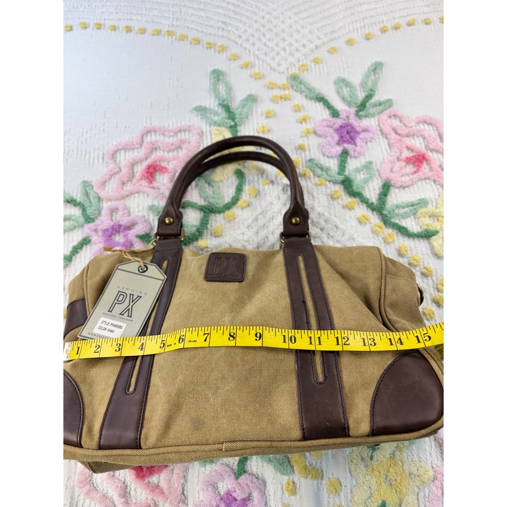 Genuine PX Los Angeles Khaki Canvas Duffle Bag Weekender PX4655BG NEW - Picture 5 of 10